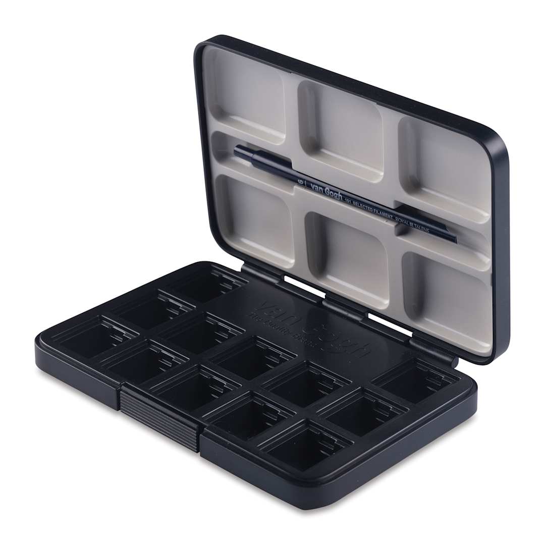 Open in modal - Van Gogh Watercolor Empty Plastic Pocket Box - 12 Pans, Black