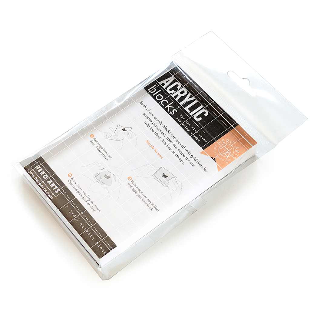 Open in modal - Hero Arts Acrylic Block - 3 in x 4.5 in front of packaging