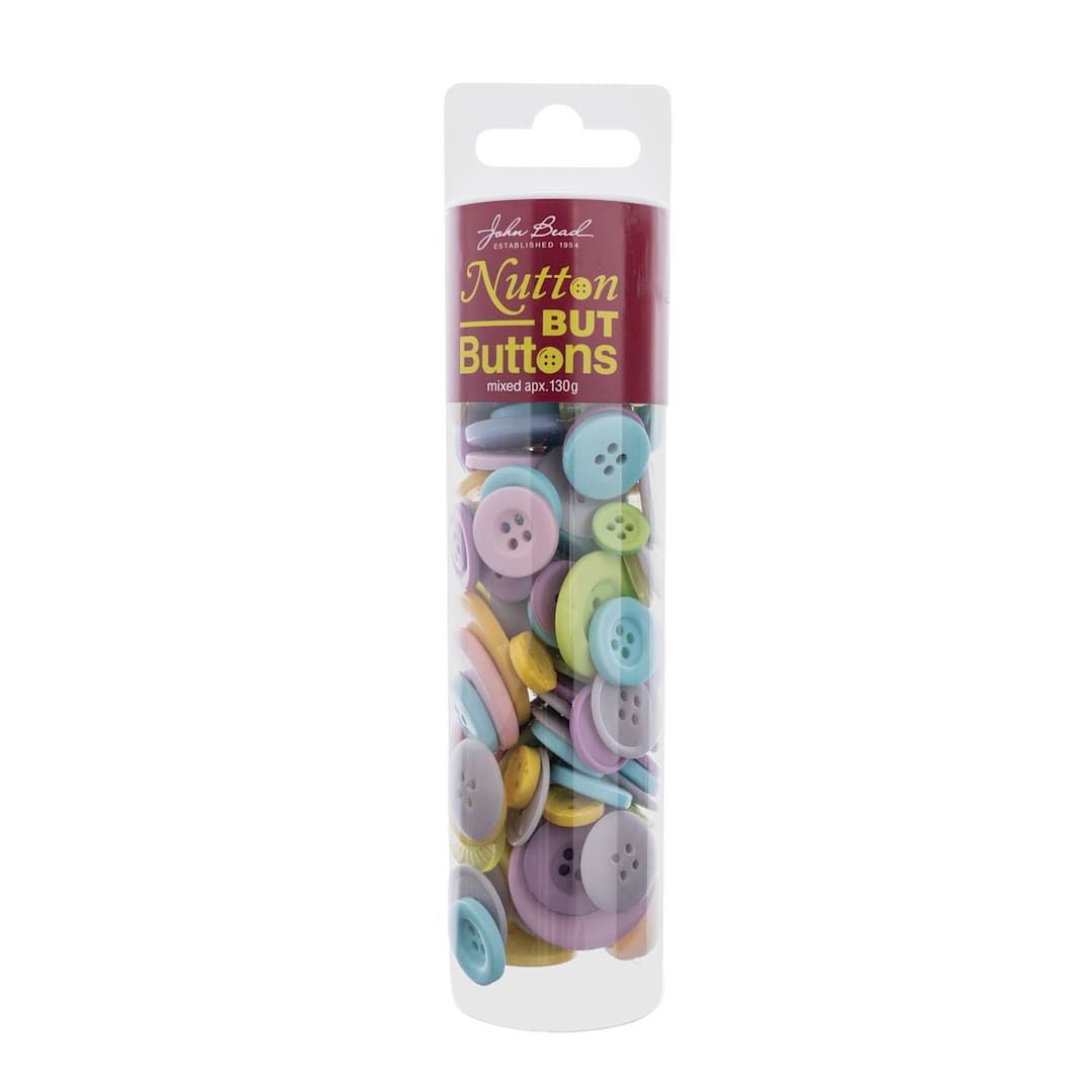 Open in modal - John Bead Nutton But Buttons - Mixed Pastel, Resin, 130 g Tube