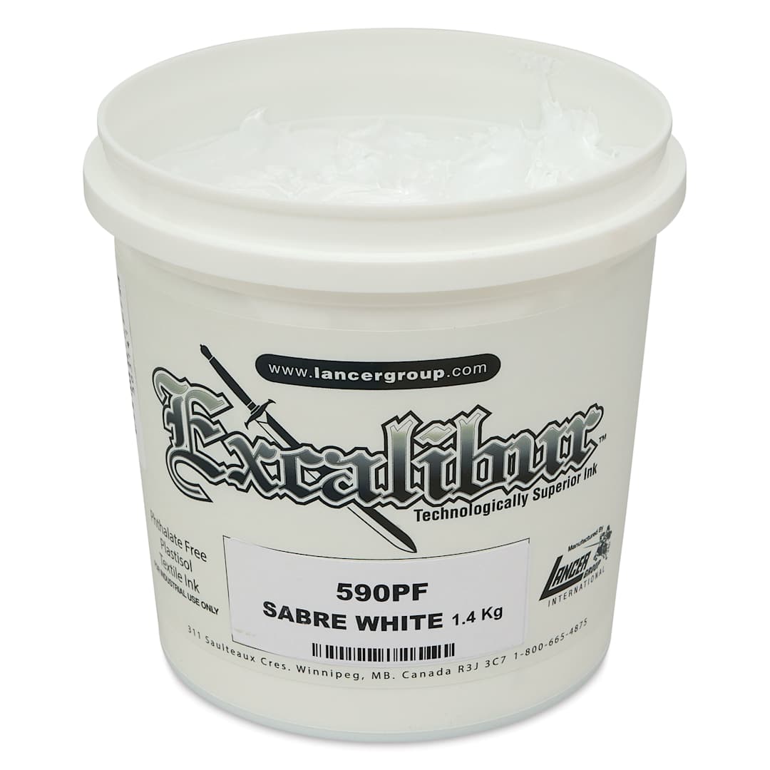 Open in modal - Excalibur 590 Sabre White Plastisol Ink - Quart angled view with lid off