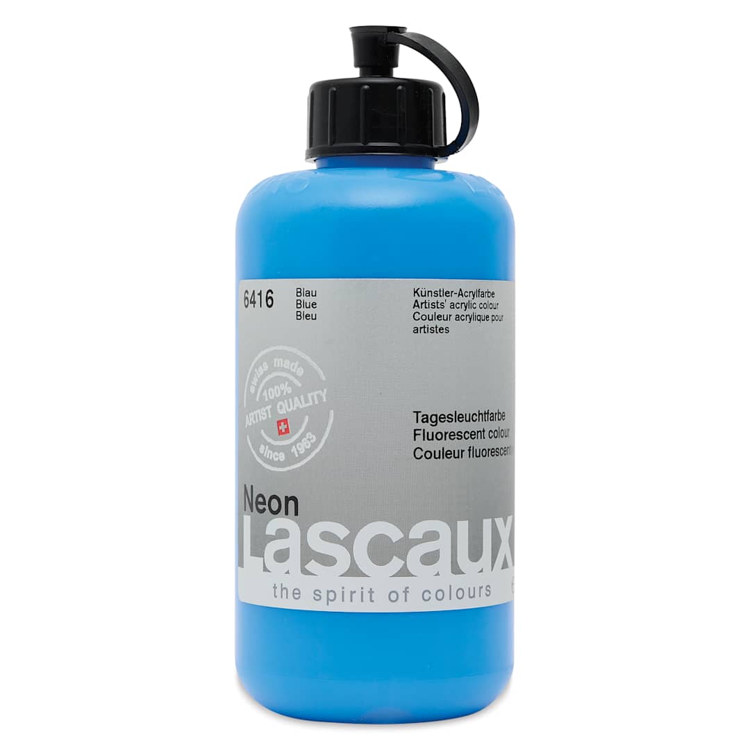 Open in modal - Lascaux Neon Acrylic Paint - Blue, 250 ml bottle