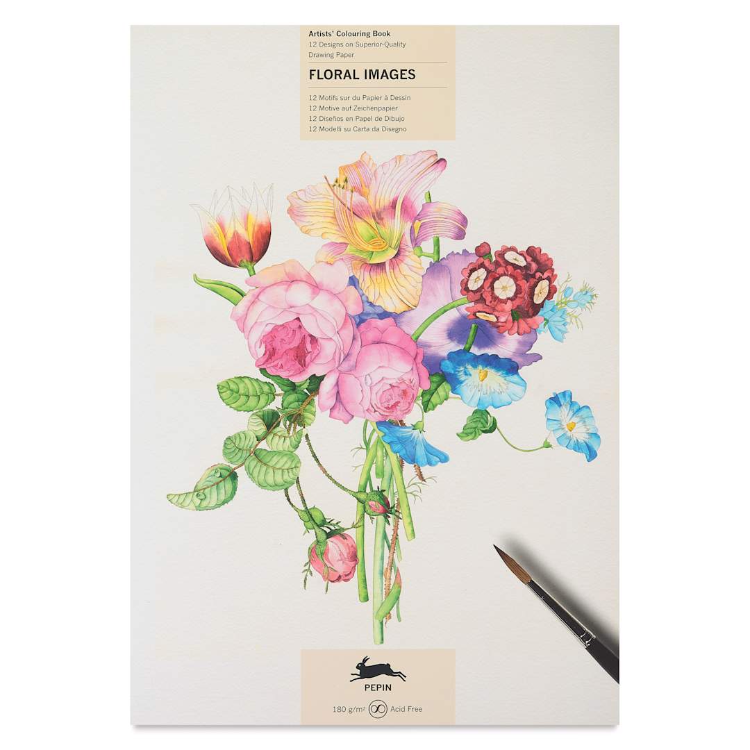 Open in modal - The Pepin Press Floral Artists’ Coloring Book, front cover