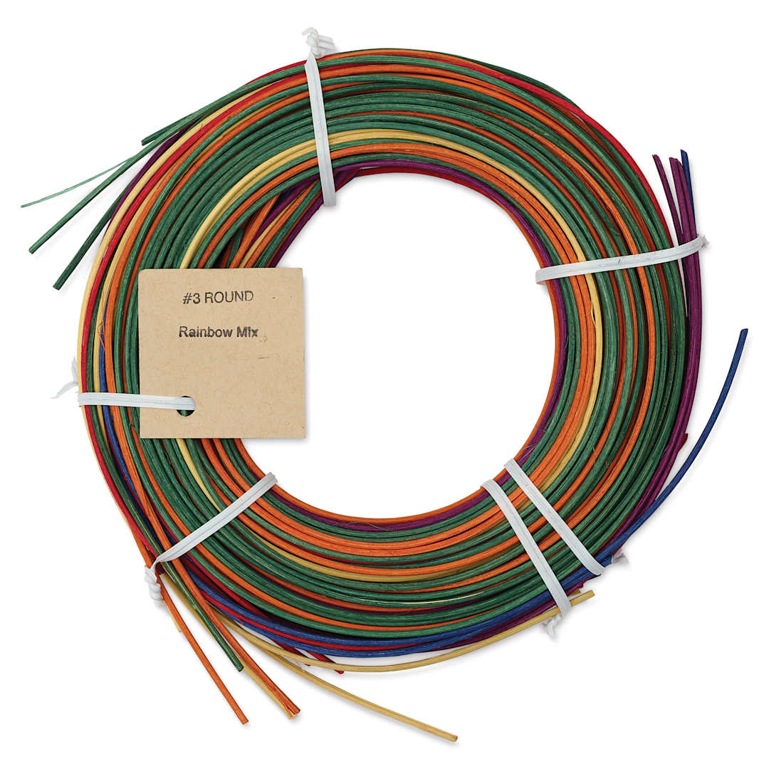 Open in modal - P.L. Butte Multi-Color Dyed Reed Mix - Rainbow, #3 Round Reed, 4 oz