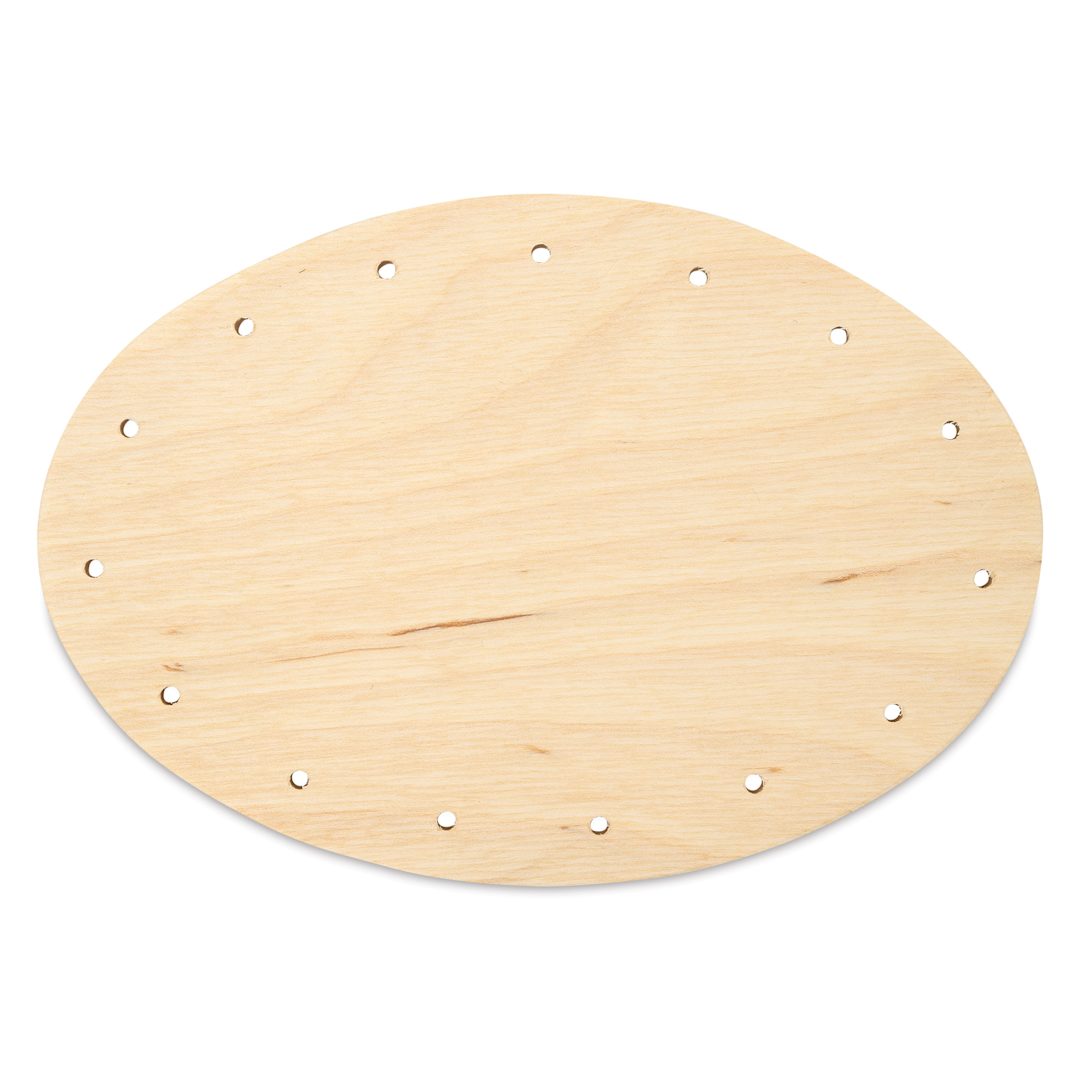 Open in modal - P.L. Butte Drilled Birch Basketry Base - Oval, 4 x 6", 15 Holes, front