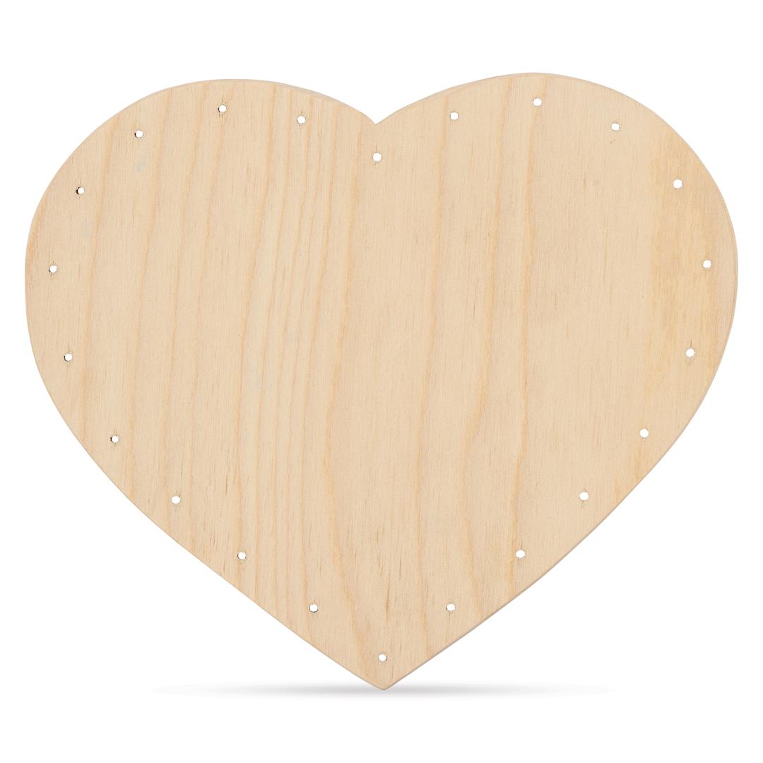 Open in modal - P.L. Butte Drilled Birch Basketry Base - Heart, 8" x 6.5", 22 Holes