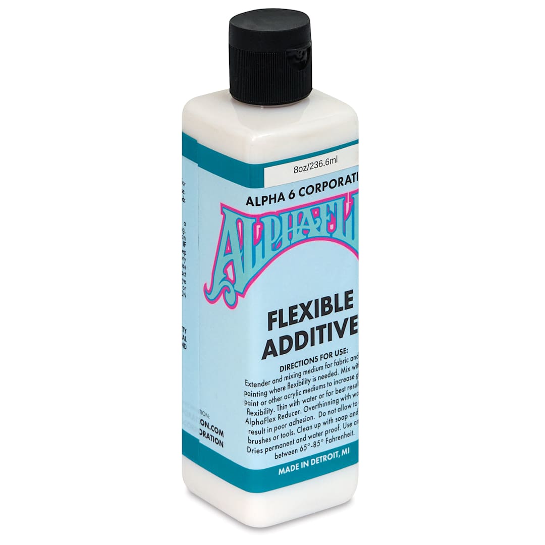 Open in modal - Alpha6 AlphaFlex Leather and Textile Flexible Additive front of packaging, angled view