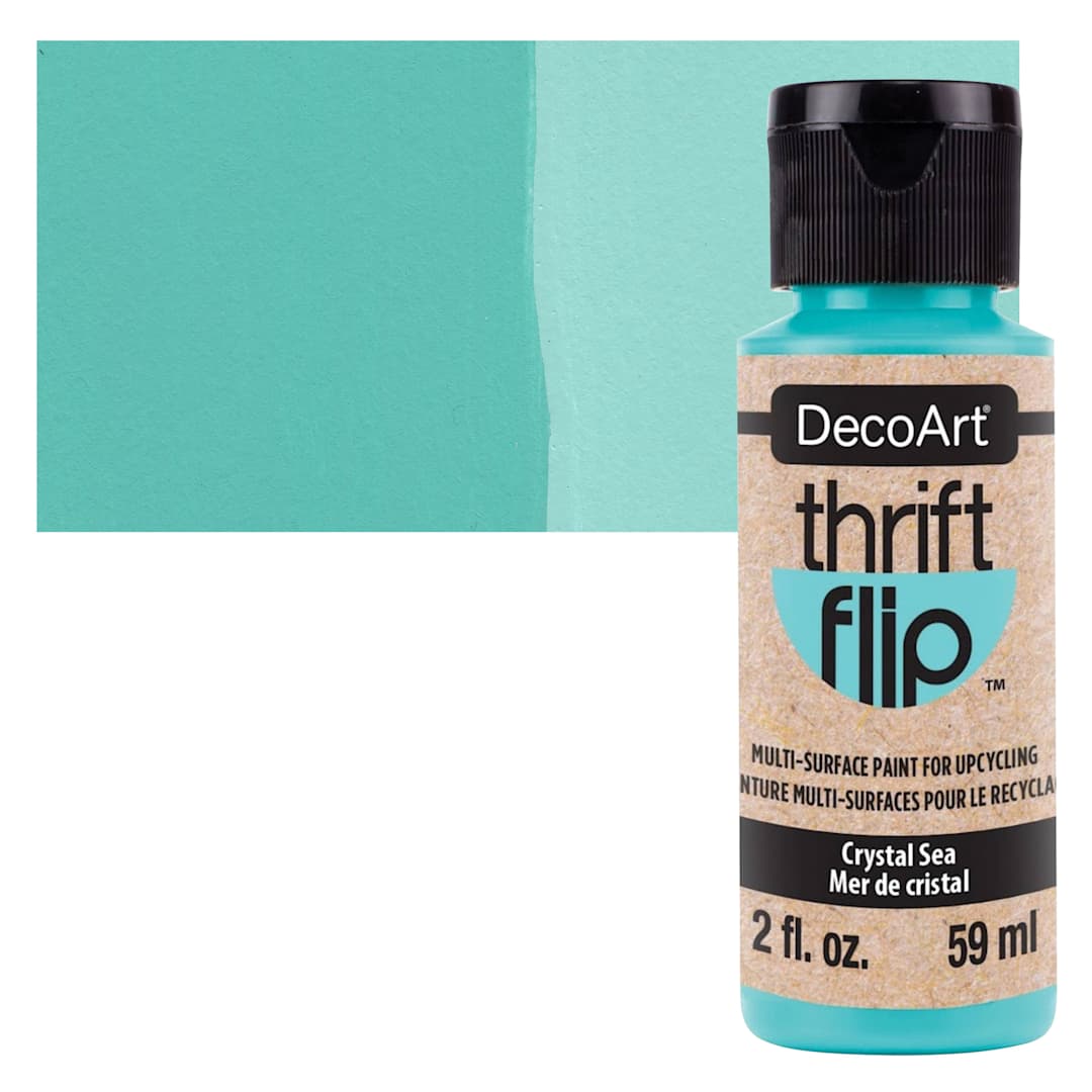 Open in modal - DecoArt Thrift Flip Multi-Surface Paint - Crystal Sea bottle and swatch