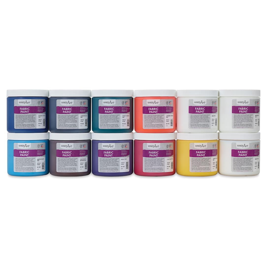 Open in modal - Handy Art Fabric Paint - Primary Set of 12, 16 oz