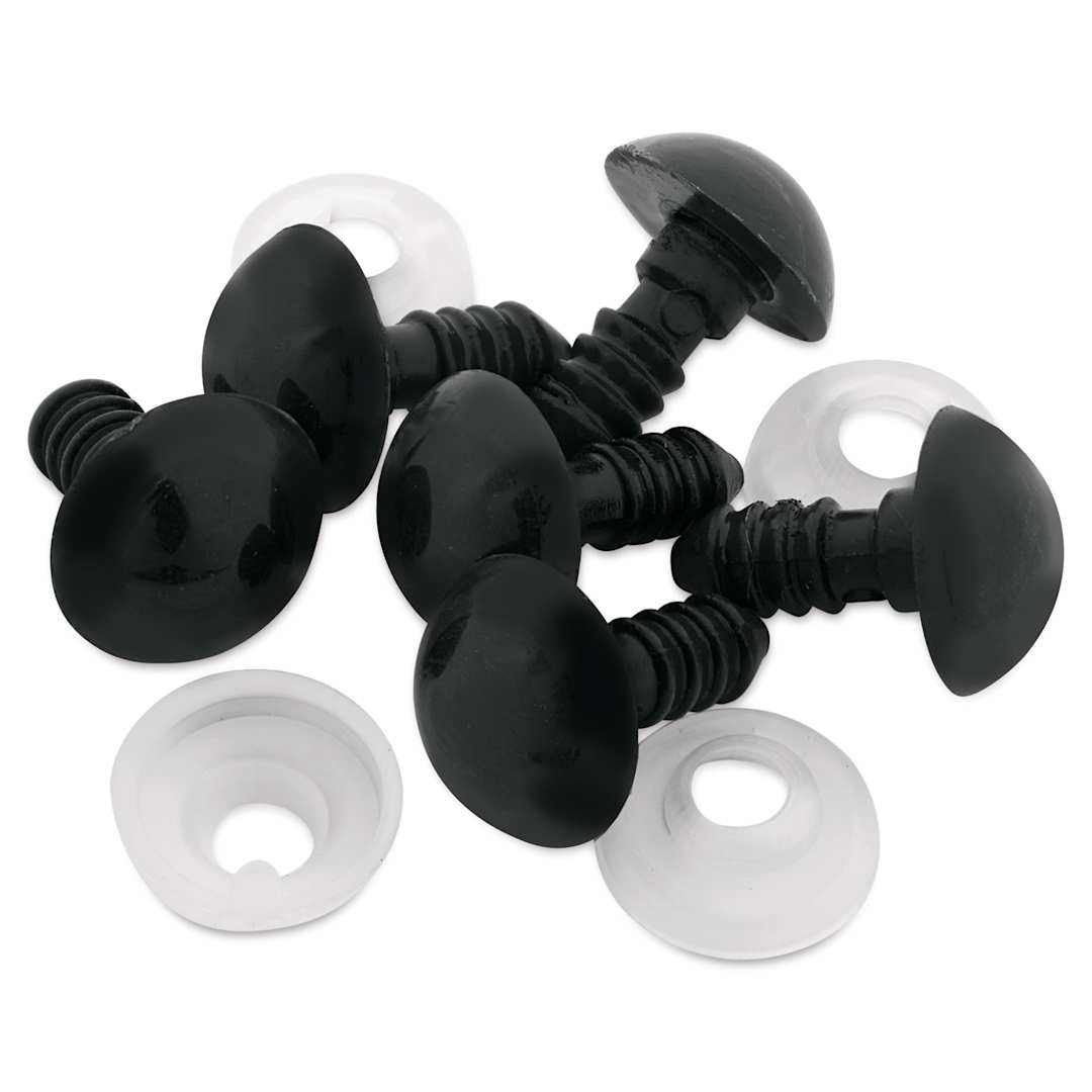 Open in modal - Cousin DIY Shank Back Animal Eyes - Pkg of 6, Solid Black, 12 mm