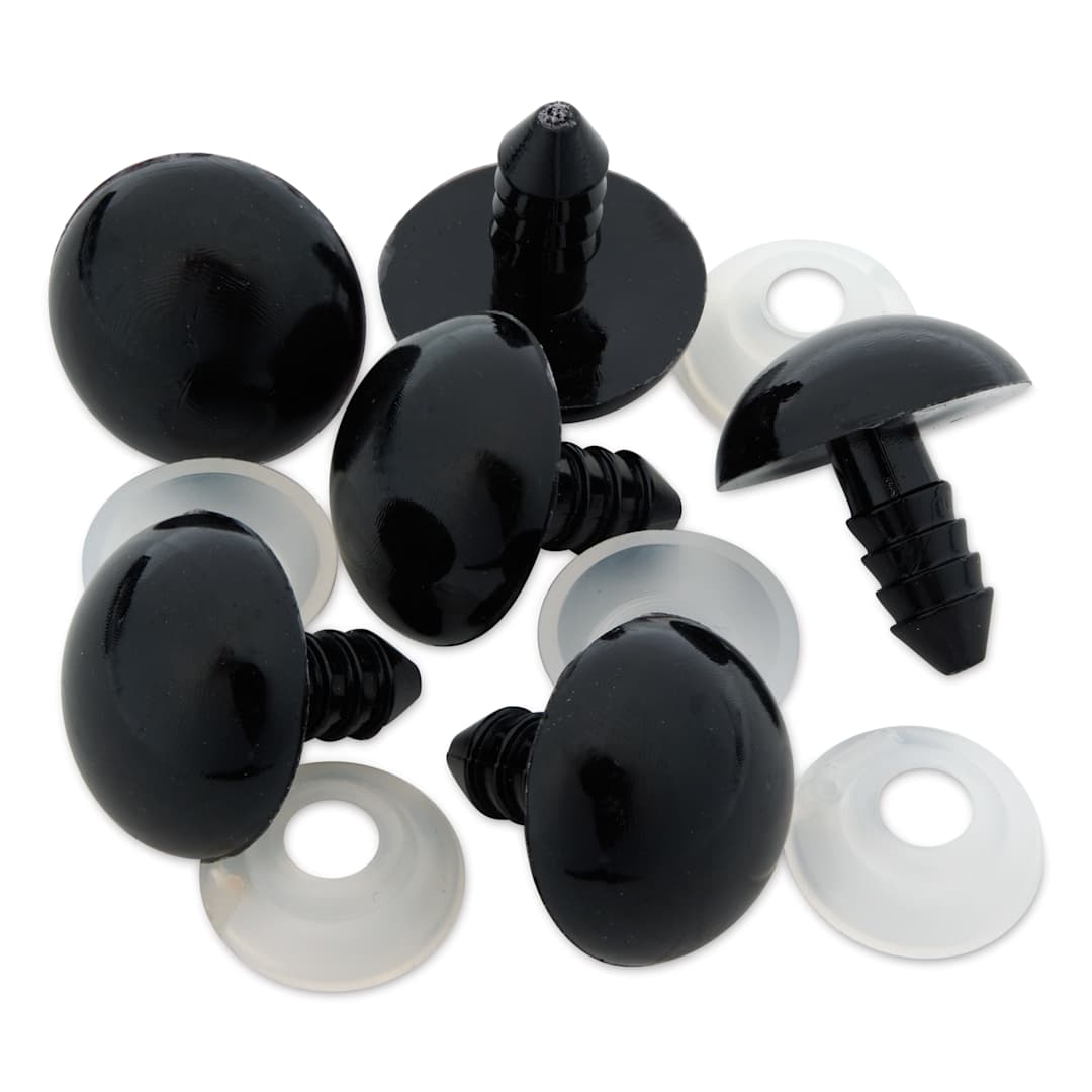 Open in modal - Cousin DIY Shank Back Animal Eyes - Pkg of 6, Solid Black, 18 mm