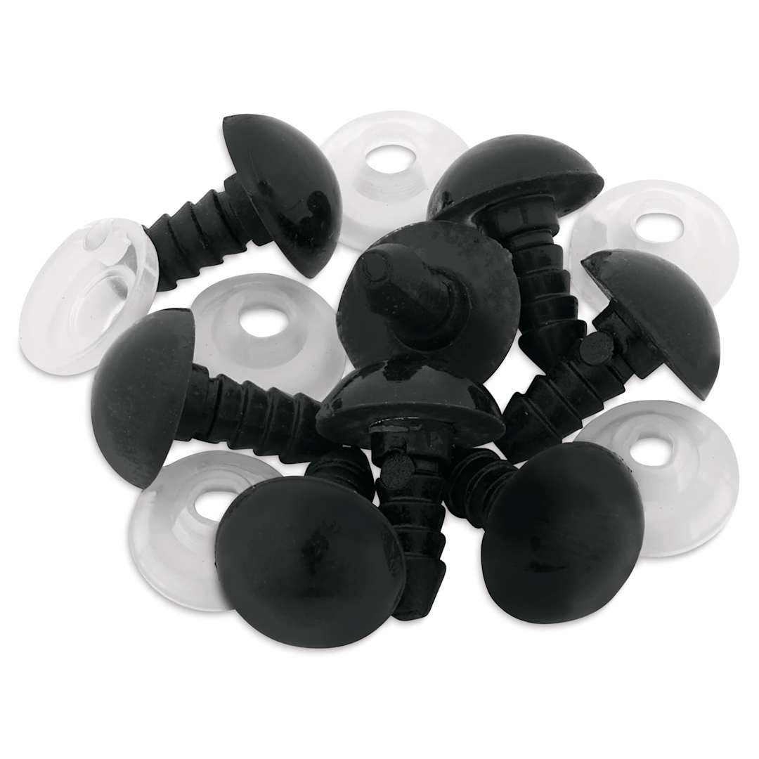 Open in modal - Cousin DIY Shank Back Animal Eyes - Pkg of 8, Solid Black, 9 mm