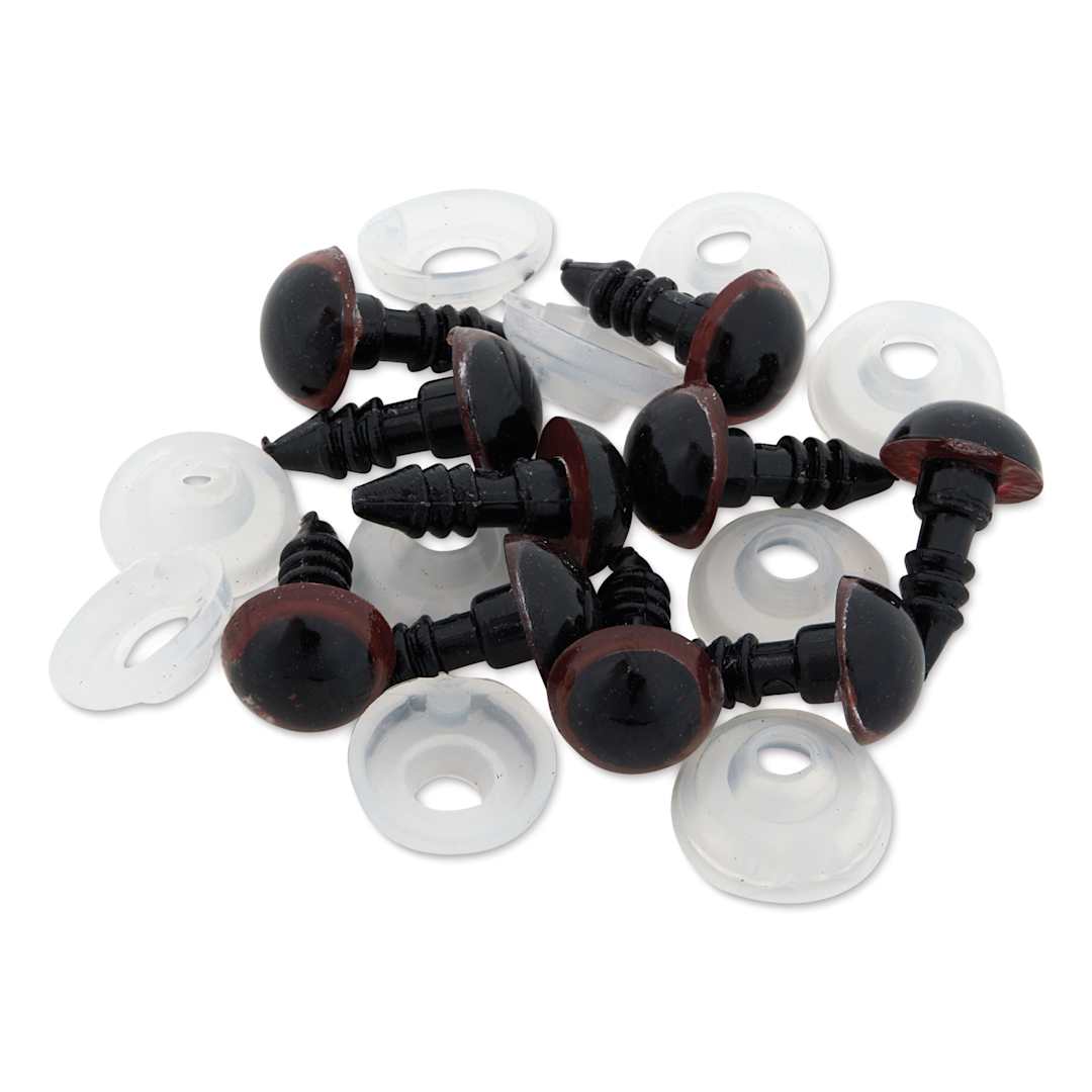 Open in modal - Cousin DIY Shank Back Animal Eyes - Pkg of 10, Solid Brown, 8 mm