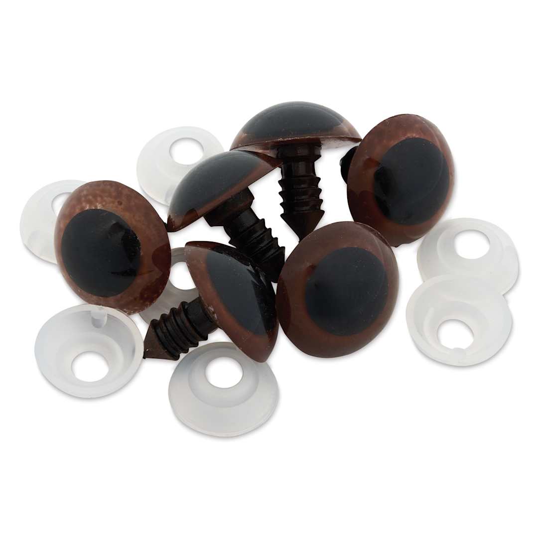 Open in modal - Cousin DIY Shank Back Animal Eyes - Pkg of 6, Animal Brown, 18 mm