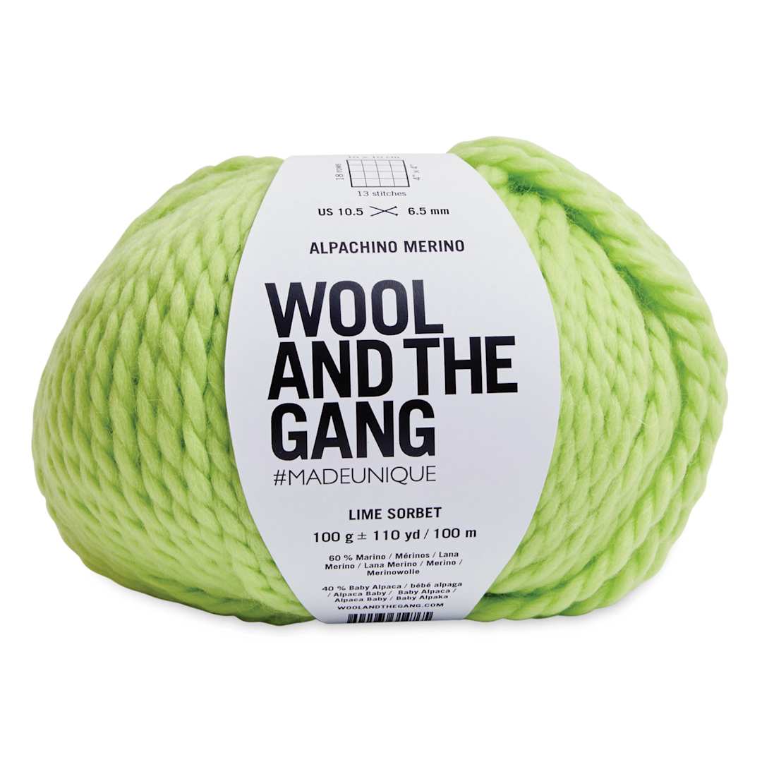 Open in modal - Wool and the Gang Alpachino Merino Yarn - Lime Sorbet, 110 yards