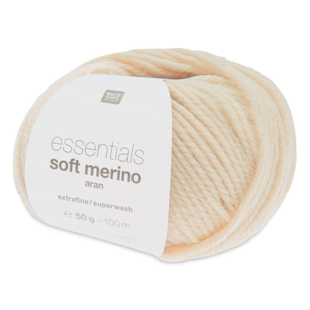 Open in modal - Rico Design Essentials Soft Merino Aran Yarn - Cream, 109 yds