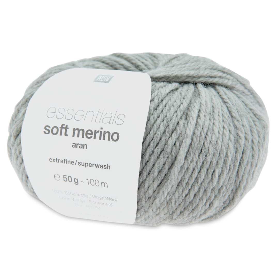 Open in modal - Rico Design Essentials Soft Merino Aran Yarn - Light Grey, 109 yds