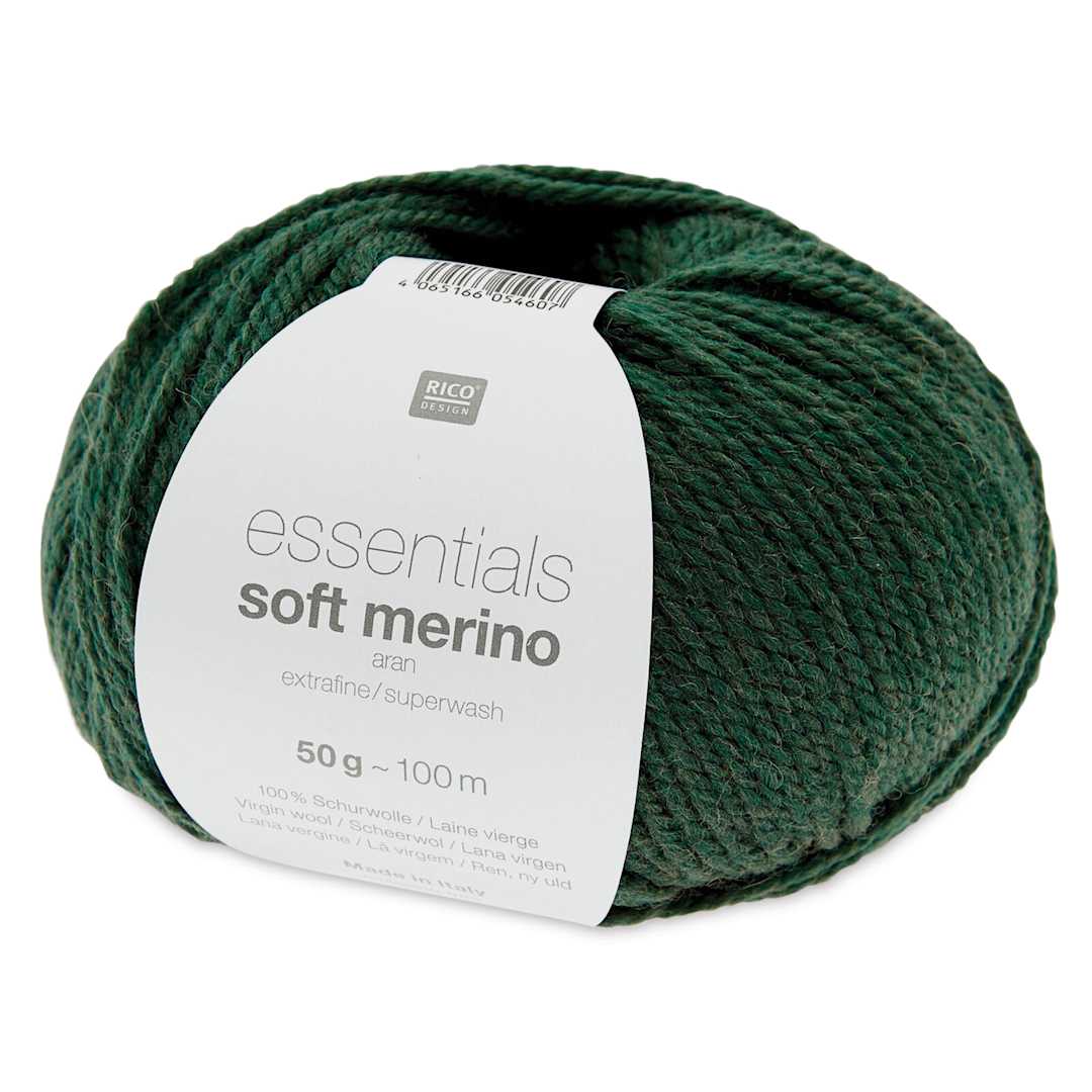 Open in modal - Rico Design Essentials Soft Merino Aran Yarn - English Green, 109 yds