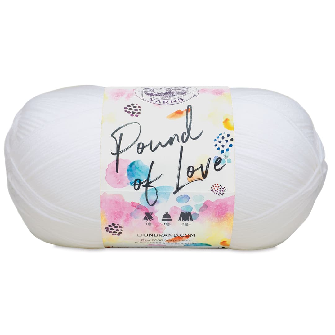 Open in modal - Lion Brand Pound of Love Yarn - White, 16 oz