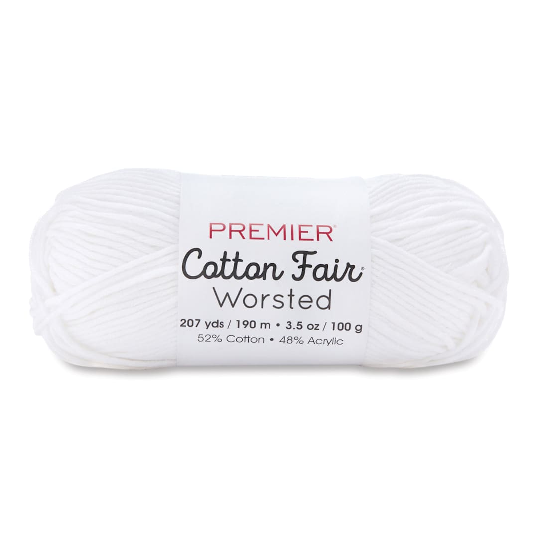 Open in modal - Premier Yarn Cotton Fair Worsted Yarn - White, 207 yds