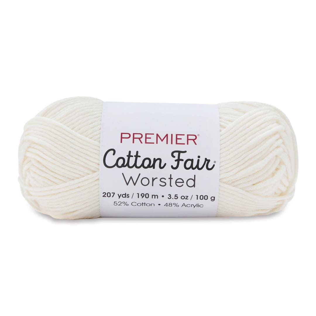 Open in modal - Premier Yarn Cotton Fair Worsted Yarn - Cream, 207 yds