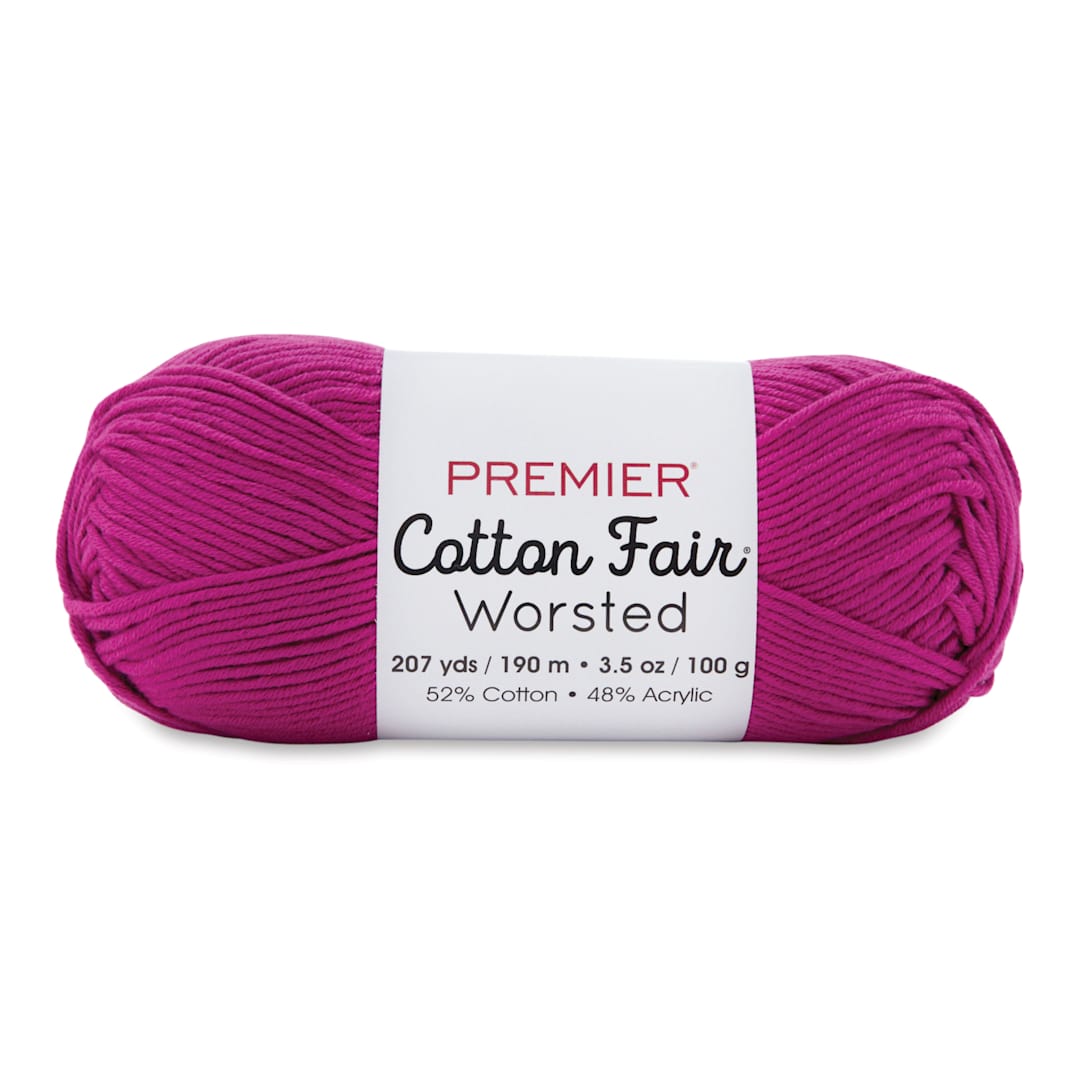 Open in modal - Premier Yarn Cotton Fair Worsted Yarn - Fuchsia, 207 yds