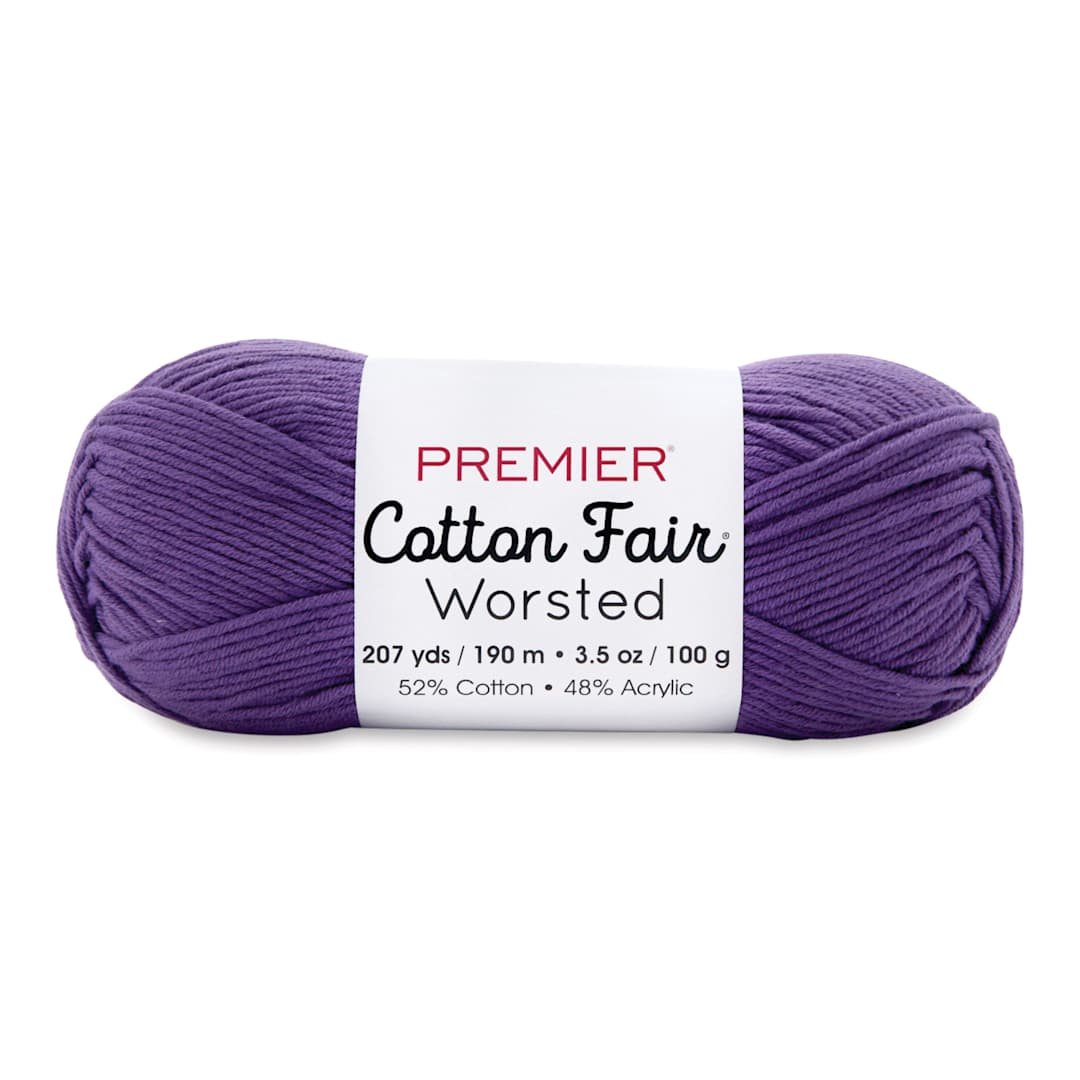 Open in modal - Premier Yarn Cotton Fair Worsted Yarn - Grape, 207 yds