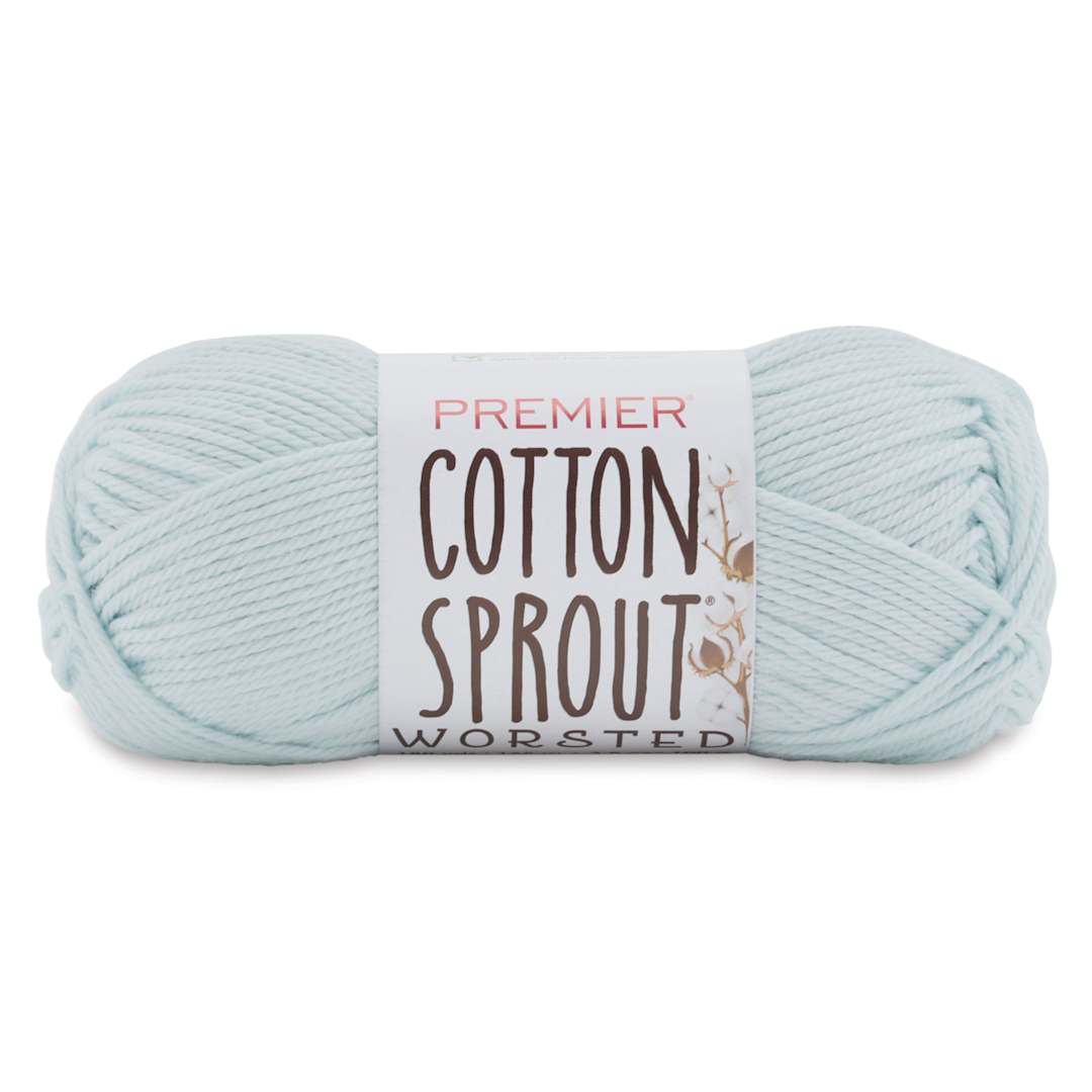 Open in modal - Premier Yarn Cotton Sprout Worsted Yarn - Glacier, 180 yds