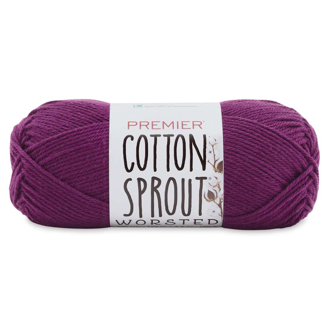 Open in modal - Premier Yarn Cotton Sprout Worsted Yarn - Plum, 180 yds