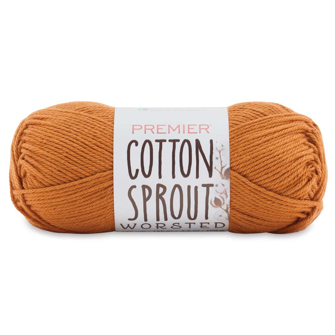 Open in modal - Premier Yarn Cotton Sprout Worsted Yarn - Honey, 180 yds