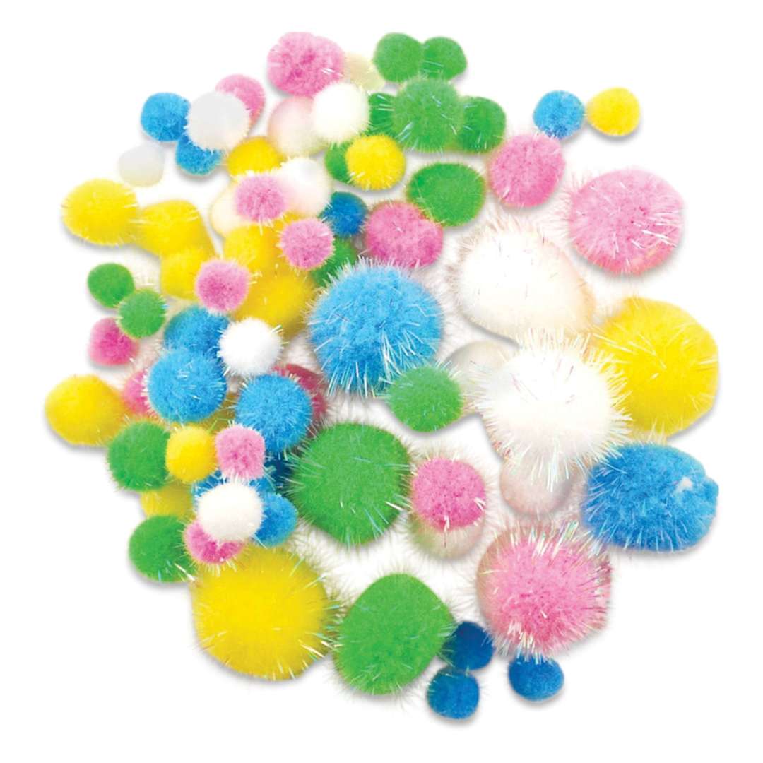 Open in modal - Krafty Kids Tinsel Pom Poms - Pastel, Package of 75