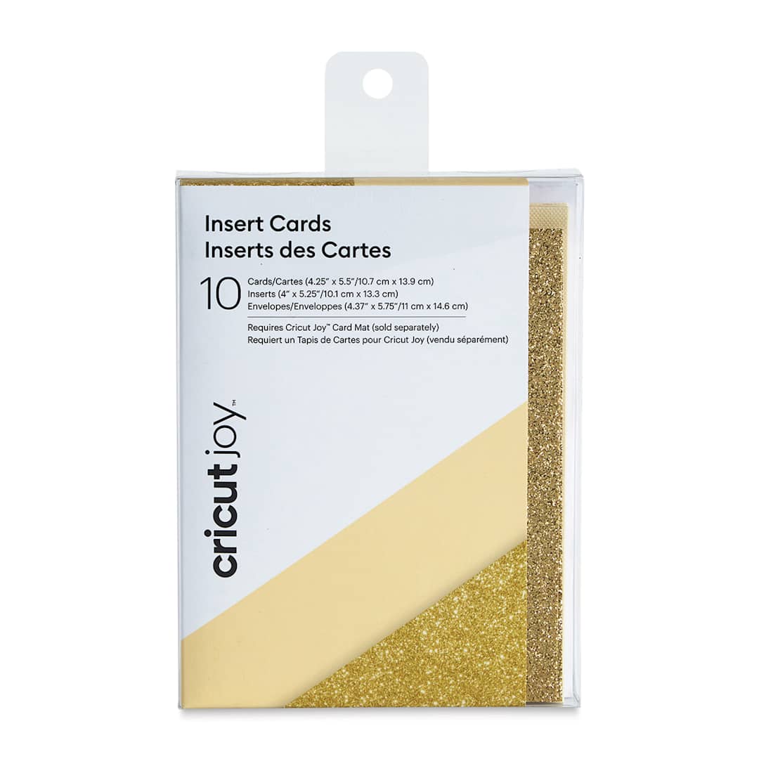Open in modal - Cricut Joy Cards, Inserts, and Envelopes - Cream/Gold Glitter, Package of 10 (In packaging)