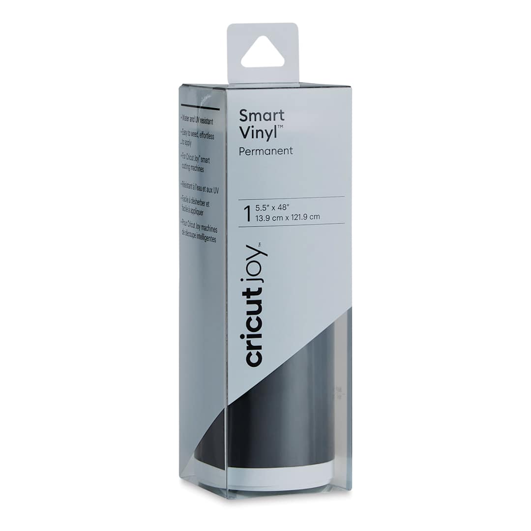 Open in modal - Cricut Joy Permanent Smart Vinyl - Black, 5-1/2" x 48", Roll (In packaging)