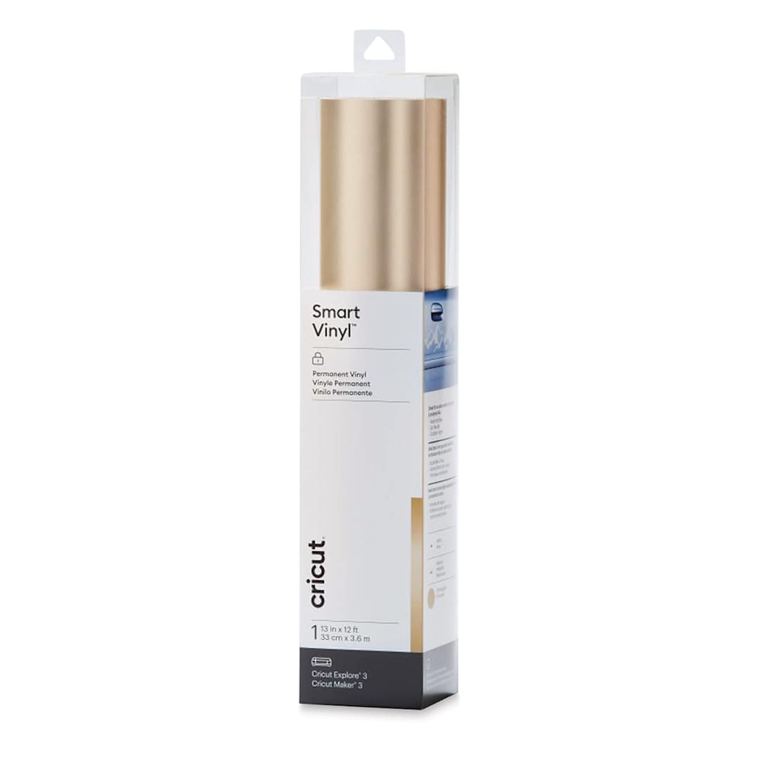 Open in modal - Cricut Permanent Smart Vinyl - Champagne, Matte Metallic, 13" x 12 ft, Roll (In packaging)