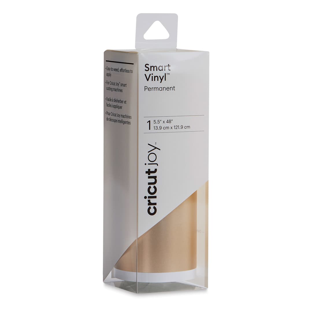 Open in modal - Cricut Joy Permanent Smart Vinyl - Matte Metallic Champagne, 5-1/2" x 48", Roll (In packaging)