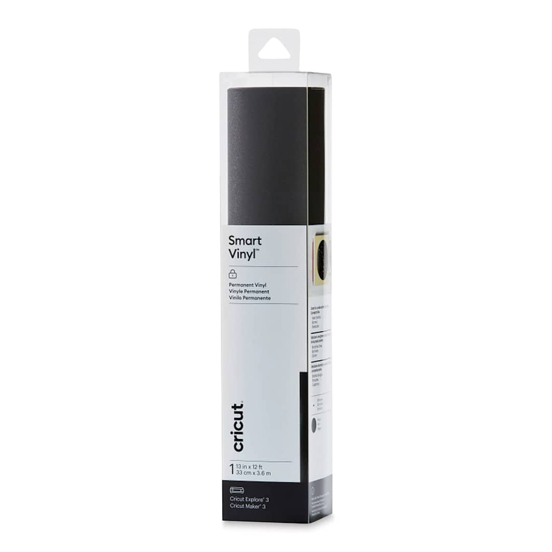 Open in modal - Cricut Permanent Smart Vinyl - Black, Shimmer, 13" x 12 ft, Roll (In packaging)