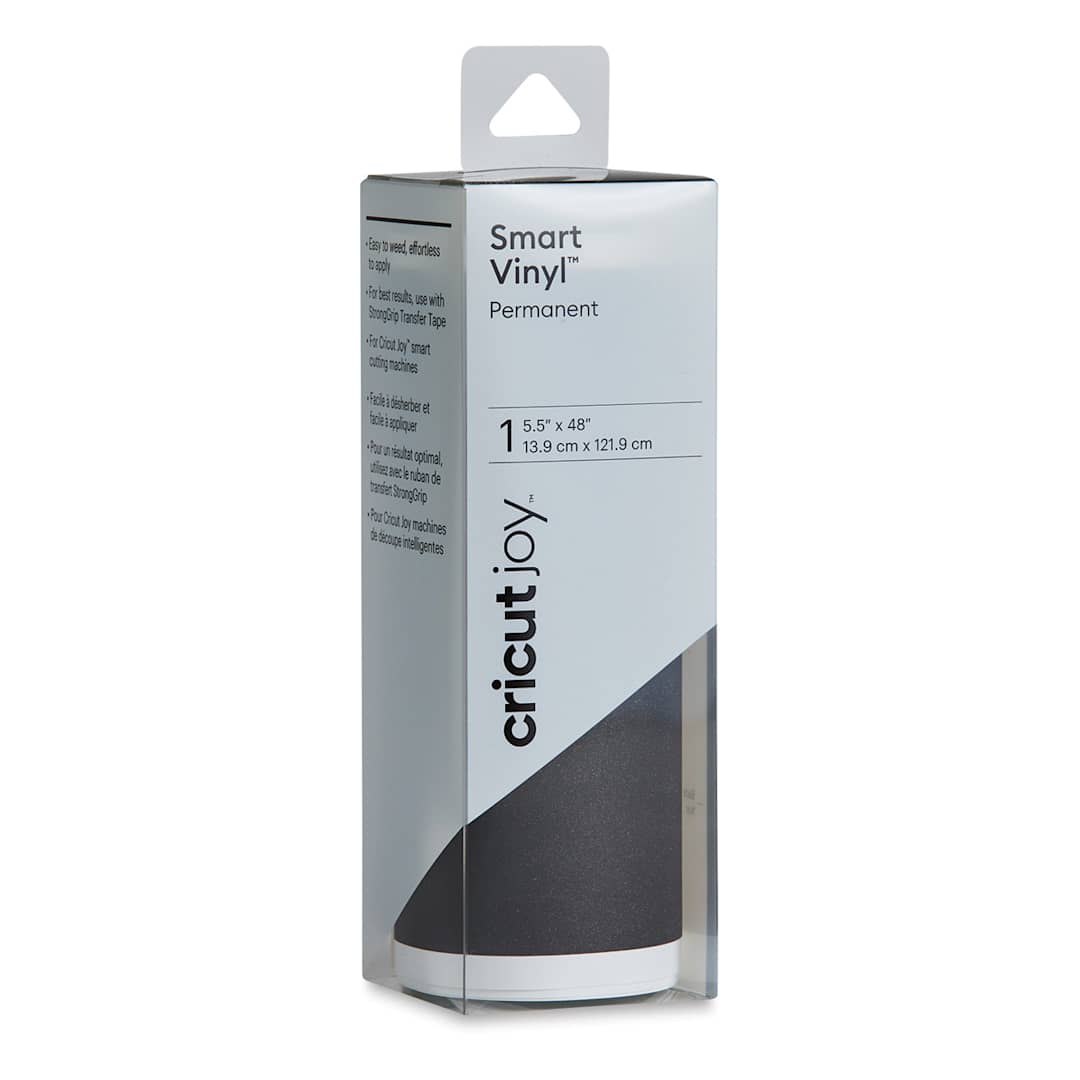 Open in modal - Cricut Joy Permanent Smart Vinyl - Shimmer Black, 5-1/2" x 48", Roll (In packaging)