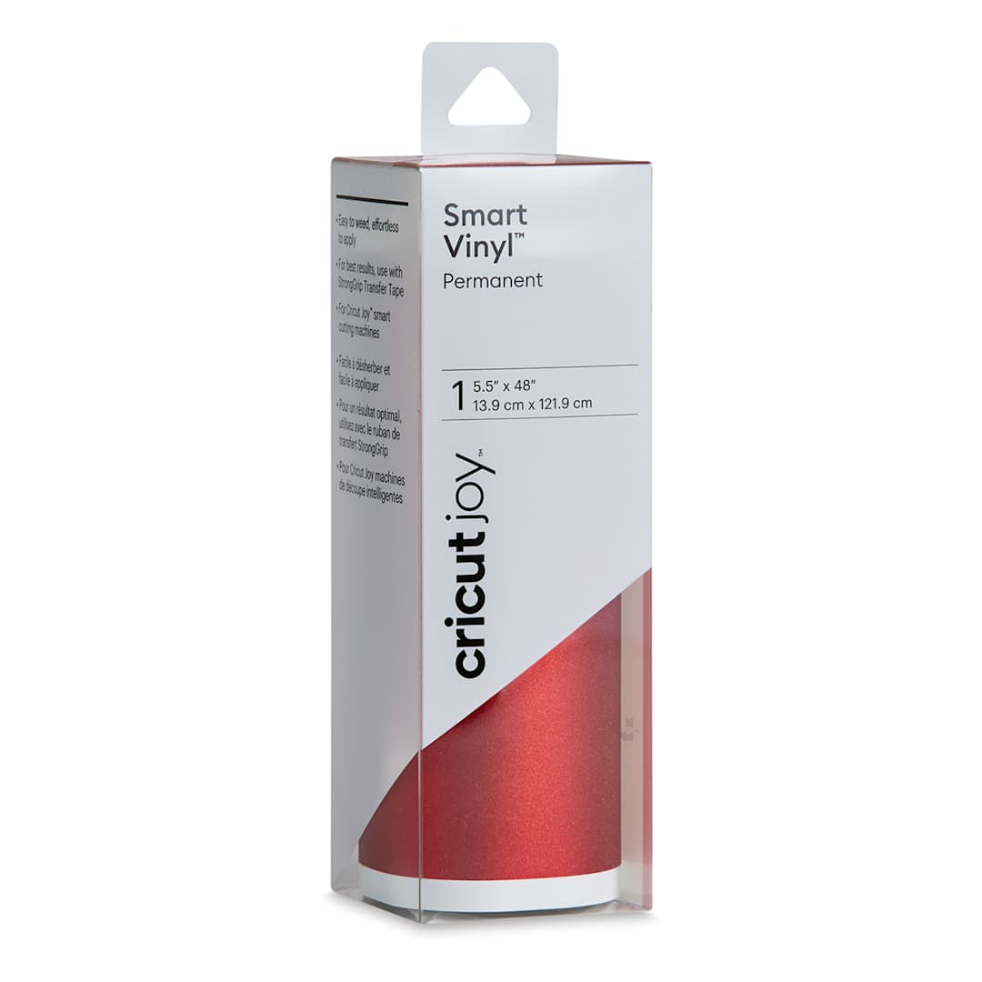 Open in modal - Cricut Joy Permanent Smart Vinyl - Shimmer Red, 5-1/2" x 48", Roll (In packaging)