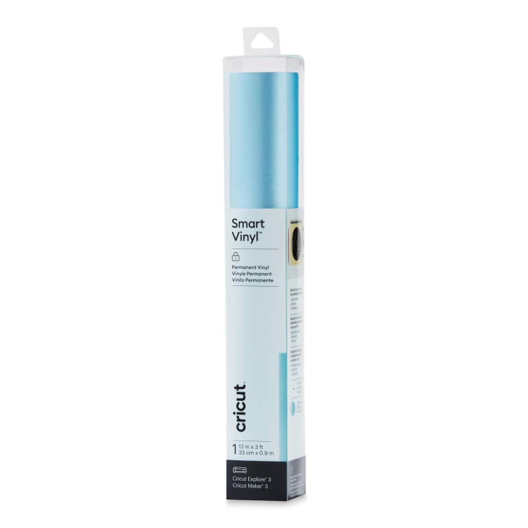 Open in modal - Cricut Permanent Smart Vinyl - Light Blue, Shimmer, 13" x 3 ft, Roll (In packaging)