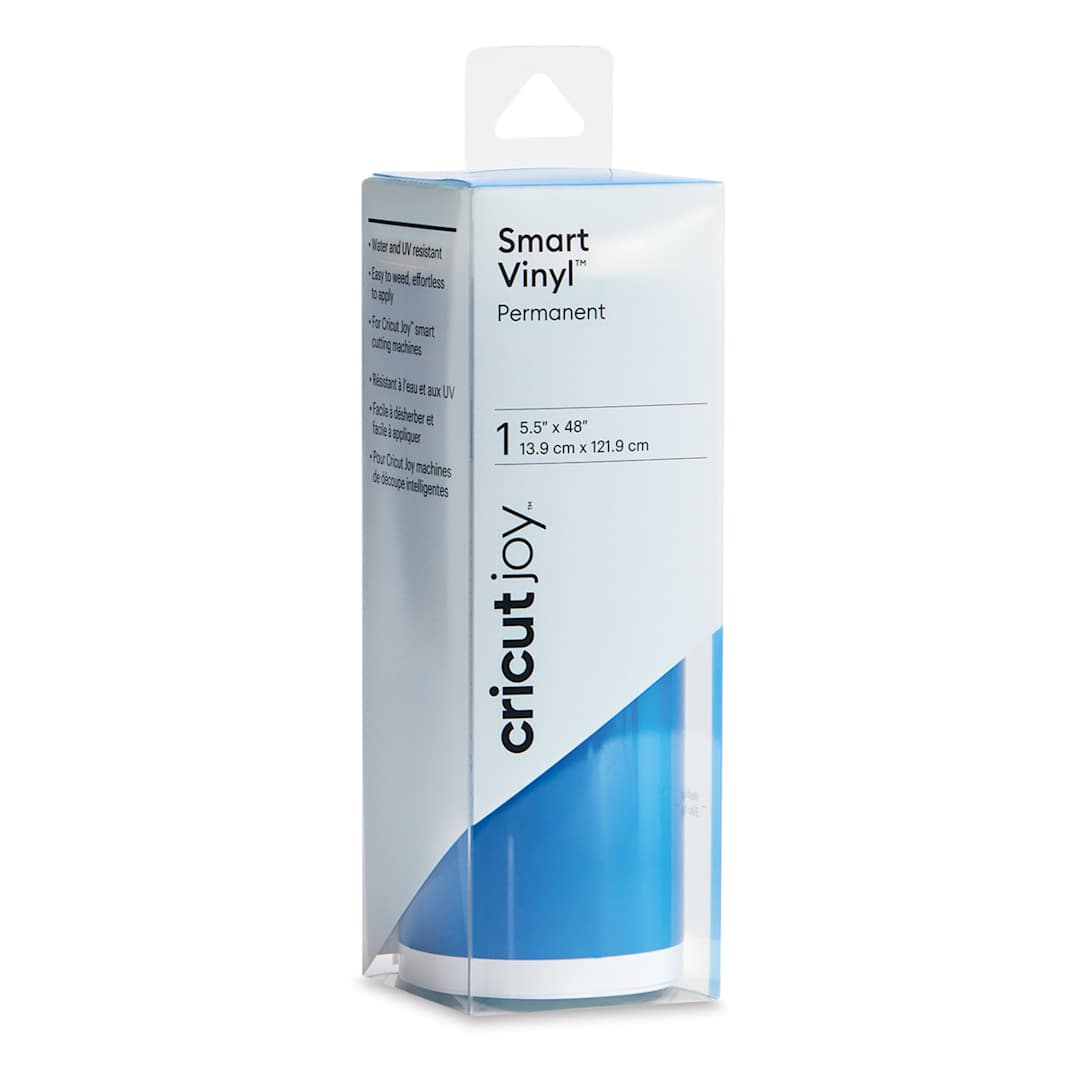 Open in modal - Cricut Joy Permanent Smart Vinyl - Medium Blue, 5-1/2" x 48", Roll (In packaging)
