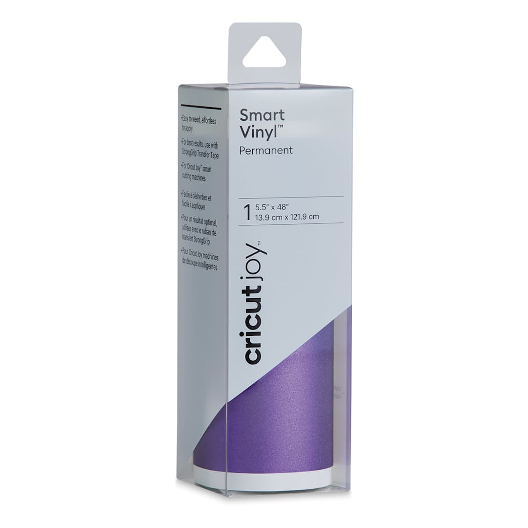 Open in modal - Cricut Joy Permanent Smart Vinyl - Shimmer Purple, 5-1/2" x 48", Roll (In packaging)