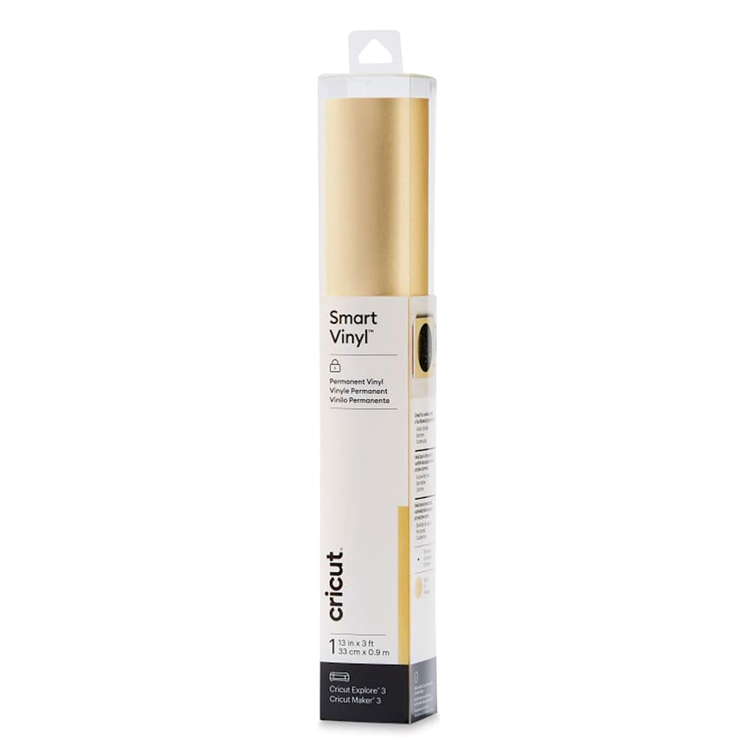 Open in modal - Cricut Permanent Smart Vinyl - Gold, Shimmer, 13" x 3 ft, Roll (In packaging)