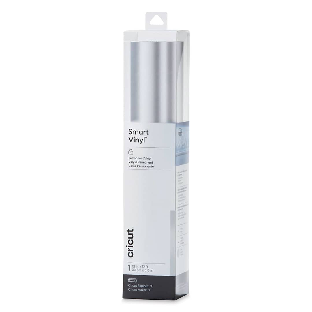 Open in modal - Cricut Permanent Smart Vinyl - Silver, Matte Metallic, 13" x 12 ft, Roll (In packaging)