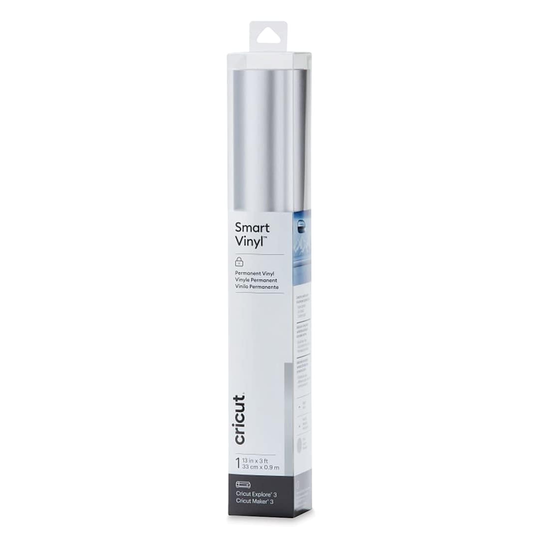 Open in modal - Cricut Permanent Smart Vinyl - Silver, Matte Metallic, 13" x 3 ft, Roll (In packaging)
