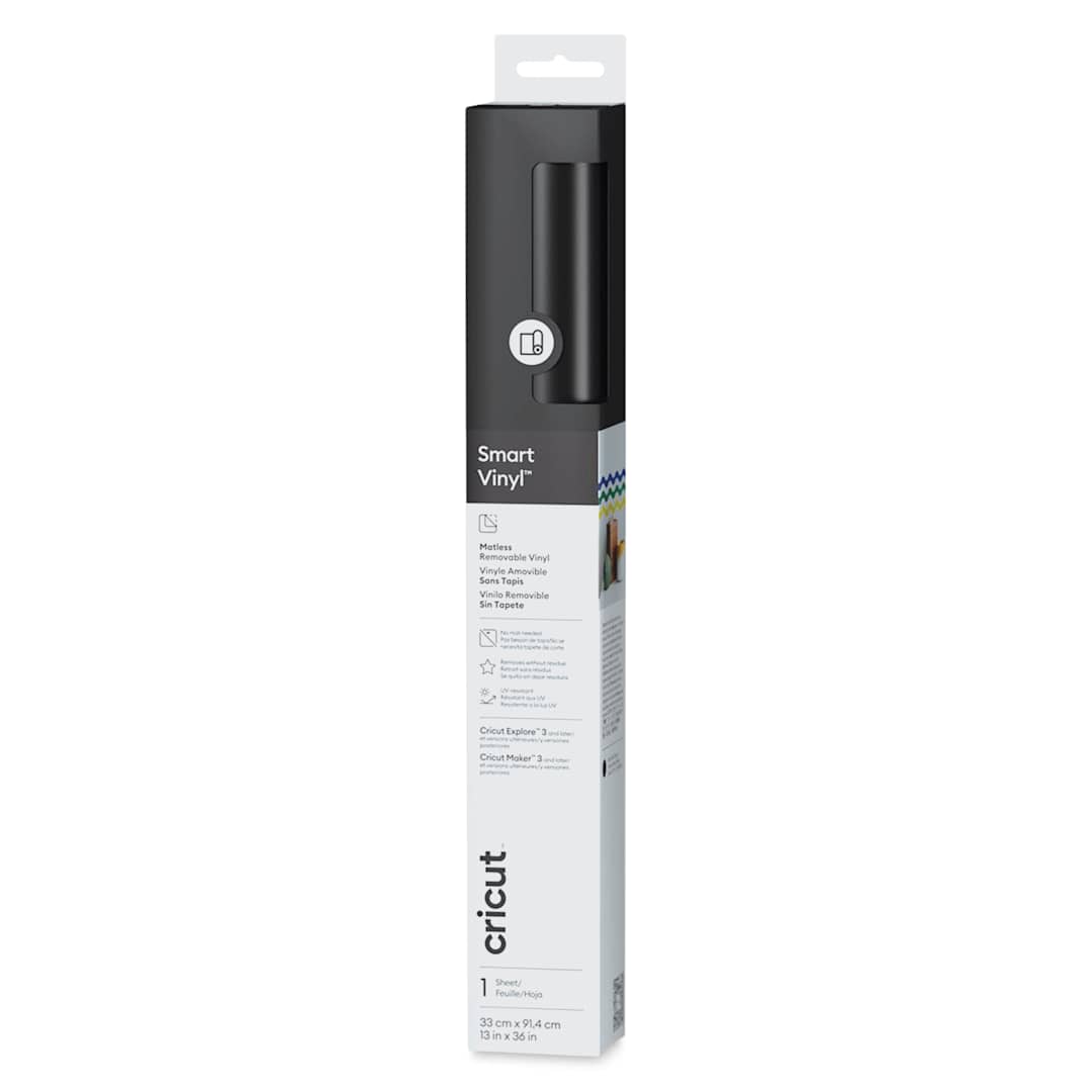 Open in modal - Cricut Removable Smart Vinyl - Black, 13" x 3 ft, Roll front of packaging