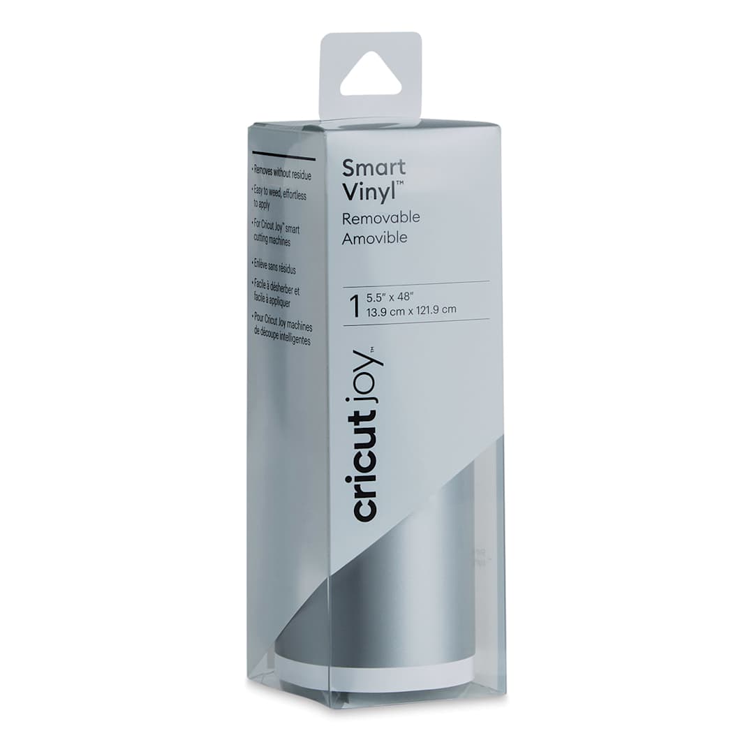 Open in modal - Cricut Joy Removable Smart Vinyl - Silver, 5-1/2" x 48", Roll (In packaging)