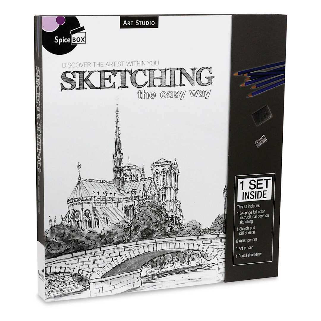 Open in modal - SpiceBox Art Studio Sketching Kit (Front of packaging, Angled)