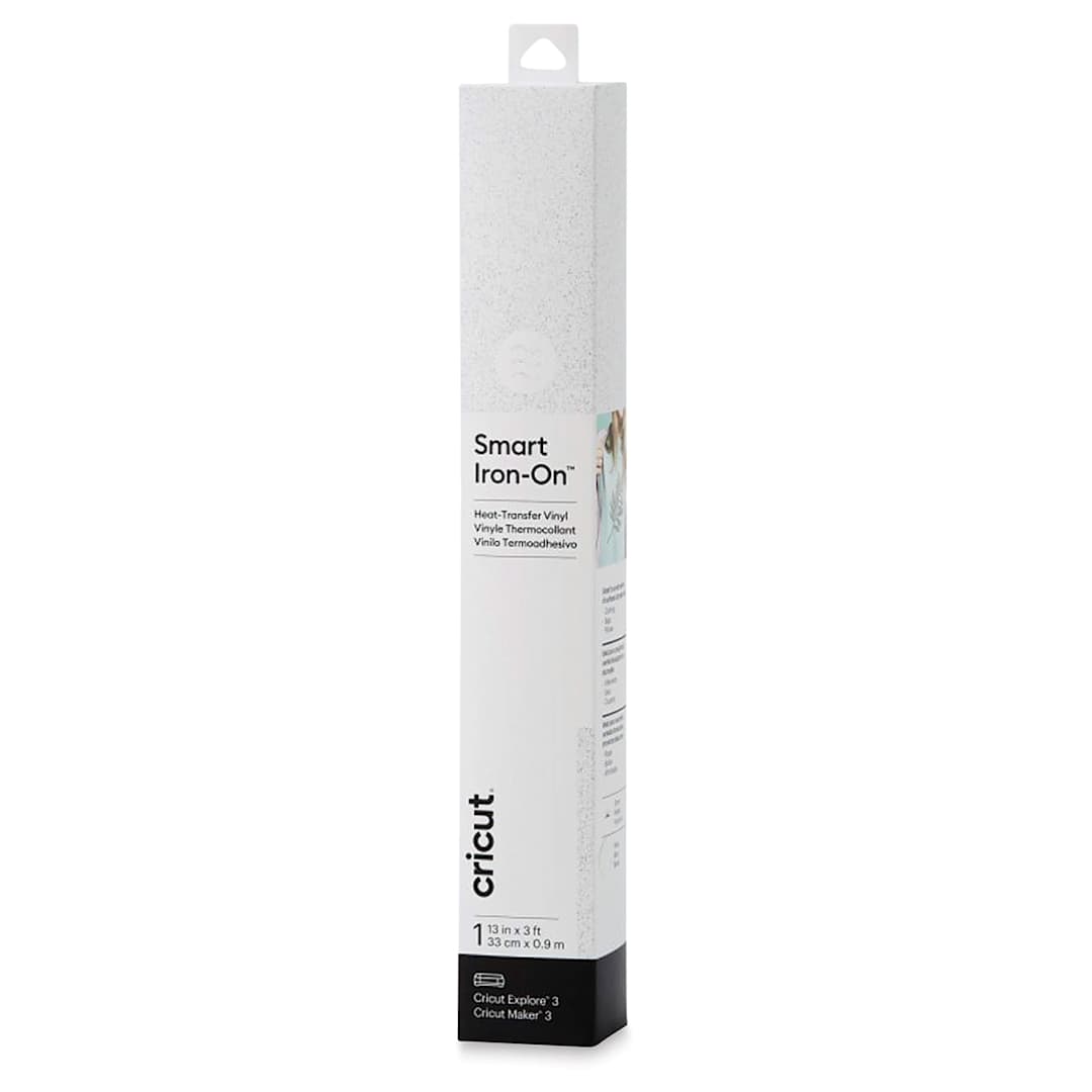 Open in modal - Cricut Smart Iron-On Heat Transfer Vinyl - White Glitter, 13" x 3 ft, Roll