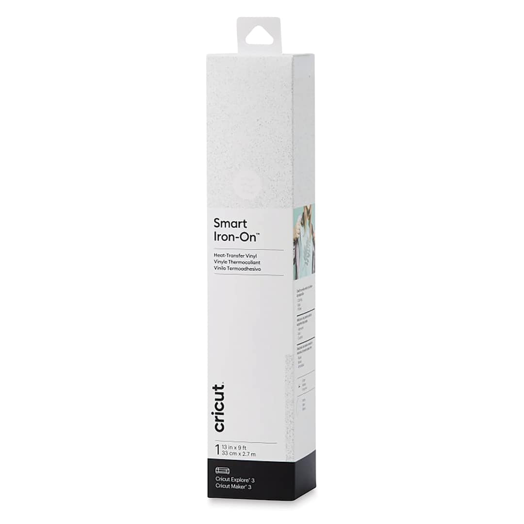 Open in modal - Cricut Smart Iron-On Heat Transfer Vinyl - White Glitter, 13" x 9 ft, Roll