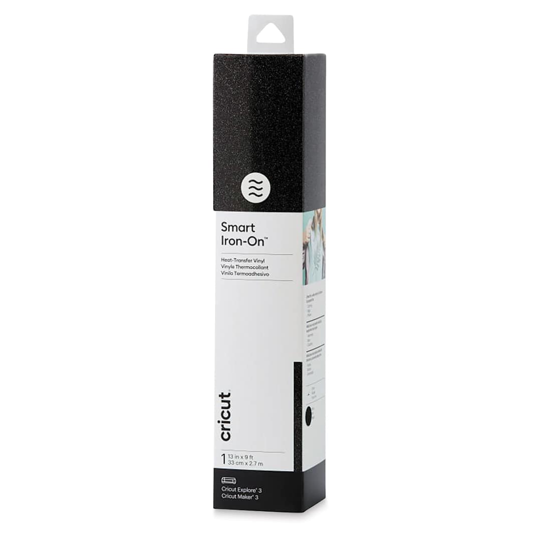 Open in modal - Cricut Smart Iron-On Heat Transfer Vinyl - Black Glitter, 13" x 9 ft, Roll