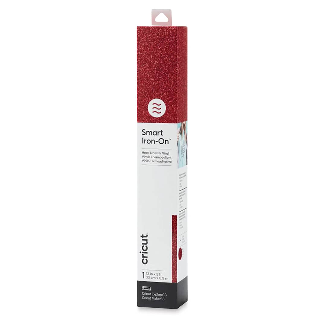 Open in modal - Cricut Smart Iron-On Heat Transfer Vinyl - Red Glitter, 13" x 3 ft, Roll